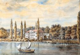 Дворцово-парковый комплекс Пусловских на картине Н. Орды, 1860