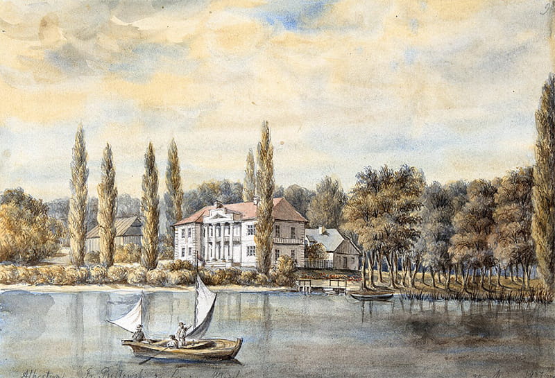 Дворцово-парковый комплекс Пусловских на картине Н. Орды, 1860